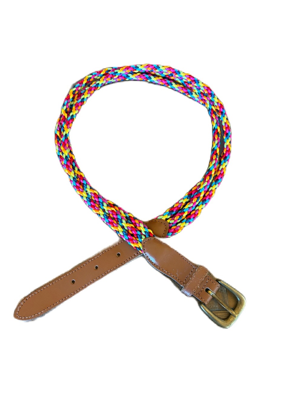 Express Vintage Y2K Multicolor Braided Triple Cord Leather Belt M